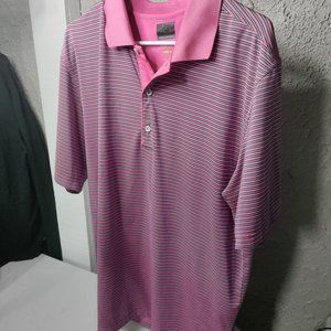 Greg Norman ML75 Stretch Short Sleeve Polo Shirt Pink and Black Men's Size L